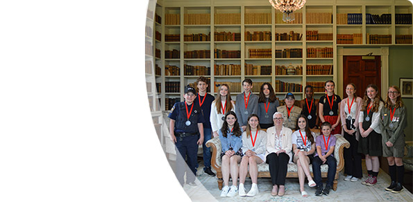 Honourable Brenda Murphy with the winners of the 2023 Heritage Fairs Provincial Showcase Award